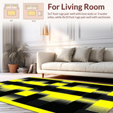 Ultra Soft Area Rug, Non Slip, Stain Resistant, Washable Area Rugs for Living Room, Bedroom, Retro Monochrome Music Motif(Yellow)