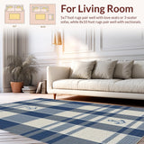 Ultra Soft Area Rug, Non Slip, Stain Resistant, Washable Area Rugs for Living Room, Bedroom, Vintage Nautical Charm with Lines(Blue)