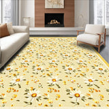 Ultra Soft Area Rug, Non Slip, Stain Resistant, Washable Area Rugs for Living Room, Bedroom, Sunny Beige Botanical Pattern(Yellow)