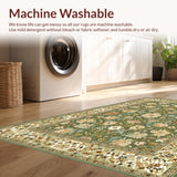 Ultra Soft Area Rug, Non Slip, Stain Resistant, Washable Area Rugs for Living Room, Bedroom, Cozy Pastel Floral Whimsy(Green)