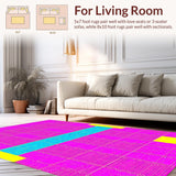 Ultra Soft Area Rug, Non Slip, Stain Resistant, Washable Area Rugs for Living Room, Bedroom, Lively Youthful Abstract Play Grid(Pink)
