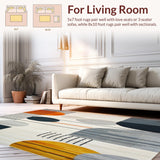 Ultra Soft Area Rug, Non Slip, Stain Resistant, Washable Area Rugs for Living Room, Bedroom, Contemporary Minimalist Area With Dynamic Abstract Geometric Design(Gray)