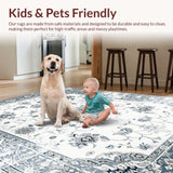 Ultra Soft Area Rug, Non Slip, Stain Resistant, Washable Area Rugs for Living Room, Bedroom, Sophisticated Vintage Trellis Look(White)