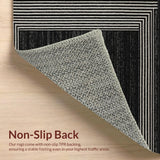 Ultra Soft Area Rug, Non Slip, Stain Resistant, Washable Area Rugs for Living Room, Bedroom, High Traffic Black Boho Dining Area Carpet(Black)