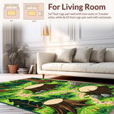 Ultra Soft Area Rug, Non Slip, Stain Resistant, Washable Area Rugs for Living Room, Bedroom, Eclectic Summer Camp Vibe(Green)