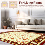 Ultra Soft Area Rug, Non Slip, Stain Resistant, Washable Area Rugs for Living Room, Bedroom, Symmetrical Floral(Beige)
