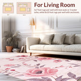 Ultra Soft Area Rug, Non Slip, Stain Resistant, Washable Area Rugs for Living Room, Bedroom, Lush Transitional Warm Tones(Pink)