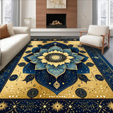 Ultra Soft Area Rug, Non Slip, Stain Resistant, Washable Area Rugs for Living Room, Bedroom, Trendy Distressed Flower Artwork(Gold)