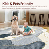 Ultra Soft Area Rug, Non Slip, Stain Resistant, Washable Area Rugs for Living Room, Bedroom, Serene Minimalist Tiled Artwork(Gray)