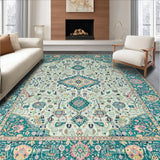 Ultra Soft Area Rug, Non Slip, Stain Resistant, Washable Area Rugs for Living Room, Bedroom, Eclectic Pastel Floral Arrangement(Blue)