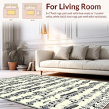 Ultra Soft Area Rug, Non Slip, Stain Resistant, Washable Area Rugs for Living Room, Bedroom, Dynamic Note-Centric Visual Experience(Black)