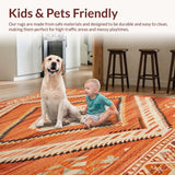 Ultra Soft Area Rug, Non Slip, Stain Resistant, Washable Area Rugs for Living Room, Bedroom, Rustic Orange Geometric Aesthetic(Orange)