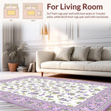 Ultra Soft Area Rug, Non Slip, Stain Resistant, Washable Area Rugs for Living Room, Bedroom, Charming Spring Floral Aesthetic(White)