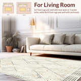 Ultra Soft Area Rug, Non Slip, Stain Resistant, Washable Area Rugs for Living Room, Bedroom, Neutral Taupe Tribal Diamond Area With Subtle Textured(Beige)