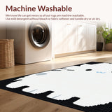 Ultra Soft Area Rug, Non Slip, Stain Resistant, Washable Area Rugs for Living Room, Bedroom, Soft Cozy White Cat Imagery(White)