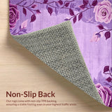 Ultra Soft Area Rug, Non Slip, Stain Resistant, Washable Area Rugs for Living Room, Bedroom, Vibrant Cozy Botanical Touch(Purple)