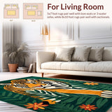 Ultra Soft Area Rug, Non Slip, Stain Resistant, Washable Area Rugs for Living Room, Bedroom, Elegant Earthy Animal Print Theme(Orange)