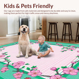 Ultra Soft Area Rug, Non Slip, Stain Resistant, Washable Area Rugs for Living Room, Bedroom, Playful Pastel Fruit Motif(Pink)