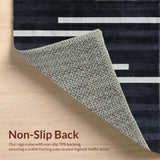 Ultra Soft Area Rug, Non Slip, Stain Resistant, Washable Area Rugs for Living Room, Bedroom, Modern Minimalist Striped Woven Rug With Dramatic Contrast Design(Black)