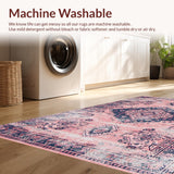 Ultra Soft Area Rug, Non Slip, Stain Resistant, Washable Area Rugs for Living Room, Bedroom, Artful Bright Medallion Style(Pink)