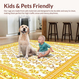 Ultra Soft Area Rug, Non Slip, Stain Resistant, Washable Area Rugs for Living Room, Bedroom, Vintage with Mustard and Brown Gradient(Gold)