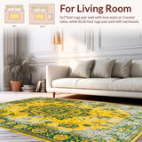 Ultra Soft Area Rug, Non Slip, Stain Resistant, Washable Area Rugs for Living Room, Bedroom, Vivid Tropical Botanical Motif(Yellow)