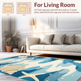 Ultra Soft Area Rug, Non Slip, Stain Resistant, Washable Area Rugs for Living Room, Bedroom, Serene Beach Sand Color Palette(Blue)