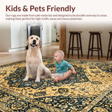 Ultra Soft Area Rug, Non Slip, Stain Resistant, Washable Area Rugs for Living Room, Bedroom, Luxurious Faded Medallion Style(Gold)