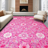 Ultra Soft Area Rug, Non Slip, Stain Resistant, Washable Area Rugs for Living Room, Bedroom, Whimsical Round Blossom Design(Pink)