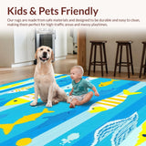 Ultra Soft Area Rug, Non Slip, Stain Resistant, Washable Area Rugs for Living Room, Bedroom, Joyful Underwater Scene in Soft Hues(Blue)