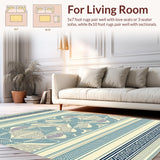 Blue Beige Country Charm Area Interlaced Oval Rustic Classic(Beige)