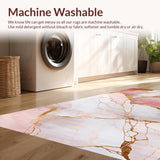 Ultra Soft Area Rug, Non Slip, Stain Resistant, Washable Area Rugs for Living Room, Bedroom, Serene Minimalist Marble Waves(Pink)