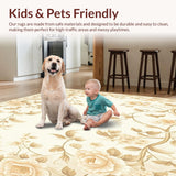 Ultra Soft Area Rug, Non Slip, Stain Resistant, Washable Area Rugs for Living Room, Bedroom, Creamy Beige Featuring Elegant Vintage Floral Motifs with Non Slip Backing(Beige)