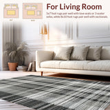 Ultra Soft Area Rug, Non Slip, Stain Resistant, Washable Area Rugs for Living Room, Bedroom, Graphic Monochrome Striped Area Rug(Black)
