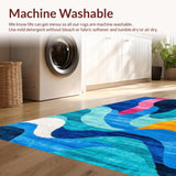 Ultra Soft Area Rug, Non Slip, Stain Resistant, Washable Area Rugs for Living Room, Bedroom, Bold Modern Artistic Expression(Blue)
