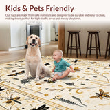 Ultra Soft Area Rug, Non Slip, Stain Resistant, Washable Area Rugs for Living Room, Bedroom, Elegant Earthy Insect Design(Beige)