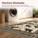 Ultra Soft Area Rug, Non Slip, Stain Resistant, Washable Area Rugs for Living Room, Bedroom, Vintage Lodge Natural Aesthetic(Brown)