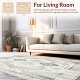 Ultra Soft Area Rug, Non Slip, Stain Resistant, Washable Area Rugs for Living Room, Bedroom, Bohemian Style Area in Cream and Light Gray(Gray)