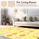 Ultra Soft Area Rug, Non Slip, Stain Resistant, Washable Area Rugs for Living Room, Bedroom, Elegant Contemporary Circular Design(Yellow)
