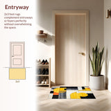 Ultra Soft Area Rug, Non Slip, Stain Resistant, Washable Area Rugs for Living Room, Bedroom, Chic Abstract Textured Aesthetic(Yellow)