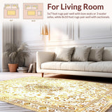 Ultra Soft Area Rug, Non Slip, Stain Resistant, Washable Area Rugs for Living Room, Bedroom, Chic Trellis Vibe(Gold)