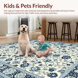 Ultra Soft Area Rug, Non Slip, Stain Resistant, Washable Area Rugs for Living Room, Bedroom, Luxurious Earth Tone Symmetry(White)