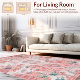 Ultra Soft Area Rug, Non Slip, Stain Resistant, Washable Area Rugs for Living Room, Bedroom, Sophisticated Textured Symmetrical Layout(Pink)