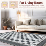 Ultra Soft Area Rug, Non Slip, Stain Resistant, Washable Area Rugs for Living Room, Bedroom, Stylish Abstract Linear Design(Black)