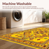 Ultra Soft Area Rug, Non Slip, Stain Resistant, Washable Area Rugs for Living Room, Bedroom, Elegant Yellow Blooming Design(Yellow)