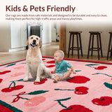 Ultra Soft Area Rug, Non Slip, Stain Resistant, Washable Area Rugs for Living Room, Bedroom, Feminine Fruit-Inspired Aesthetic(Pink)