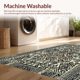 Ultra Soft Area Rug, Non Slip, Stain Resistant, Washable Area Rugs for Living Room, Bedroom, Vibrant Contrast Medallion Style(Black)