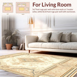 Beige and Cream Ornate Medallion with Refined Scroll Accents Flourishes(Beige)