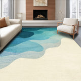 Ultra Soft Area Rug, Non Slip, Stain Resistant, Washable Area Rugs for Living Room, Bedroom, Soft Coastal Decorative Rug with Abstract Seahorse Silhouettes and Ocean Ripples(Blue)