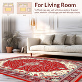 Ultra Soft Area Rug, Non Slip, Stain Resistant, Washable Area Rugs for Living Room, Bedroom, Vibrant Medallion Patterned Elegance(White)